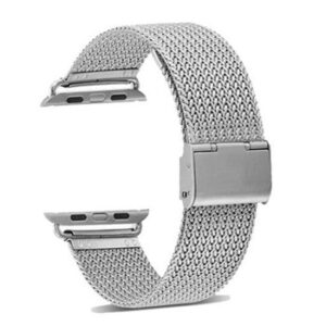 A SILVER METAL TO FIT SMART WATCH APM10138 watch band with a clasp.