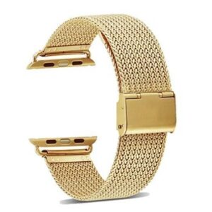 A GOLD METAL TO FIT SMART WATCH APM10338 watch band with a gold clasp.
