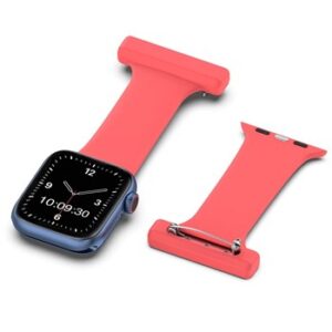 An RED SILICONE SMART WATCH APS200538 band with a pink strap.