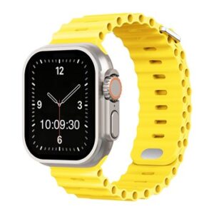 A YELLOW SILICONE SMART WATCH APS210938 band on a white background.