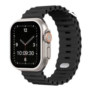 A BLACK SILICONE SMART WATCH APS211038 with a black rubber band.