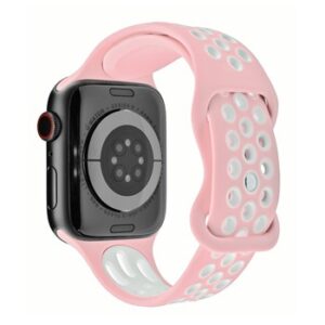 A PINK/WHITE SPORT SMART APS230138 watch band with white dots.