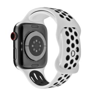 A white and black WHITE/BLACK SPORT SMART APS230238 watch band.
