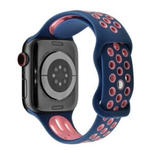 A BLUE/PINK SPORT SMART APS230638 watch band with polka dots.
