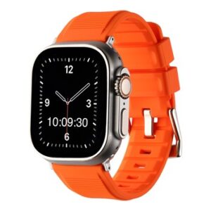 An ORANGE SILICONE SMART WATCH APS260338 strap on a white background.