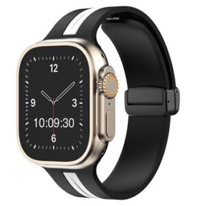 An BLACK/WHITE SMART WATCH STRP APS270138 with a black and white band.
