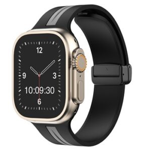 An BLACK/GREY SMART WATCH STRP APS270238 with a black band.
