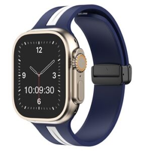 A NAVY/WHITE SMART WATCH STRP APS270638 with a blue band and white stripes.