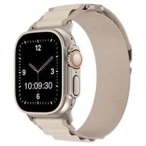A Cream Smart Watch Strap APS280438 with a silver band.