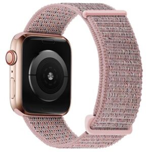 An PINK MATERIAL SMART WATCH APV10138 band with a pink band.