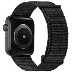 An BLACK MATERIAL SMART WATCH APV10338 band with a black nylon strap.