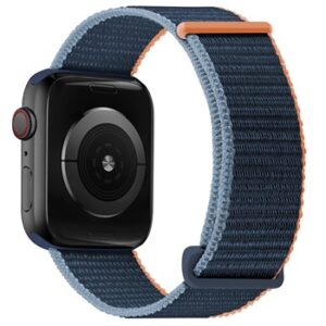 An NAVY/ORG MATERIAL SMART WATCH APV11038 band with a blue and orange band.