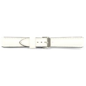 A WHITE WATER RESISTANT CM754 - 18MM leather watch strap with a silver buckle.