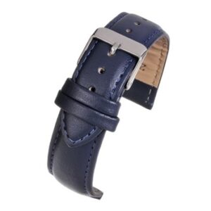 A BLUE ECONOMY PADDED - E103P/8 leather watch strap with a silver buckle.