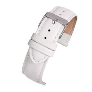 A WHITE ECONOMY PADDED - E104P/8 leather watch strap with a silver buckle.