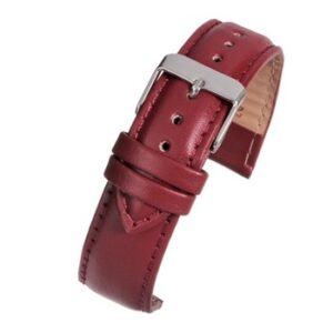 A RED ECONOMY PADDED - E107P/8 leather watch strap with a silver buckle.