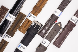 A group of watch straps made of leather.