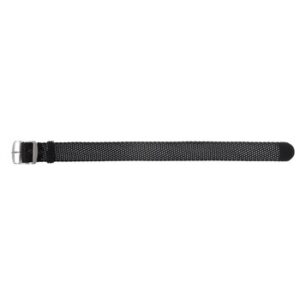 A BLACK BRAIDED STRAP (S) - P100/18 with a buckle on a white background.