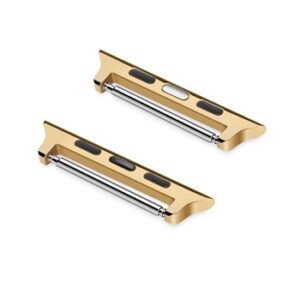 Two GOLD ADAPTOR W/ SB 38MM S-APLADAP2/38 apple watch bands on a white surface.