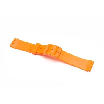 An ORANGE GENTS PLASTIC 17MM SW15G watch strap on a white background.
