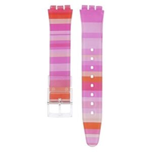A pink and orange RED RAINBOW GENTS PLASTIC 17MM SW24G strap with a white buckle.