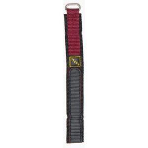 A LADIES MAROON HOOK LOOP 14MM - VEL2/14 watch strap with a yellow buckle.