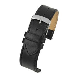 A black calf stitched with quick release W100SQ/10 watch strap with a silver buckle.
