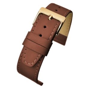 A LIGHT BROWN CALF STITCHED (G) - W101S/8 watch strap with a gold buckle.