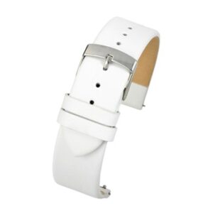 A WHITE CALF WITH QUICK RELEASE W104Q/8 leather watch strap with a silver buckle.