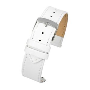 A White Calf Stitched with Quick Release W104SQ/10 watch strap with a silver buckle.