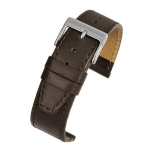 A BROWN CALF STITCHED (G) - W105S/8 leather watch strap with a silver buckle.