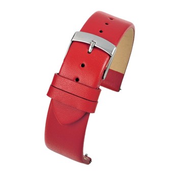 A RED CALF WITH QUICK RELEASE W107Q/1 leather watch strap with a silver buckle.