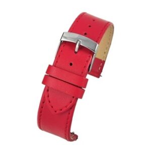 A RED CALF STITCHED WITH QUICK RELEASE W107SQ/10 watch strap with a silver buckle.