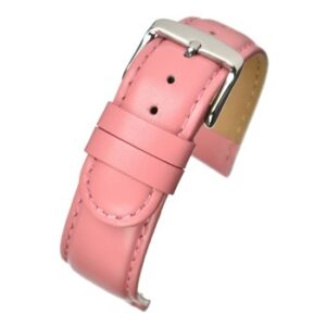 A PINK PADDED CALF STRAP (S) W109P/8 with a silver buckle.