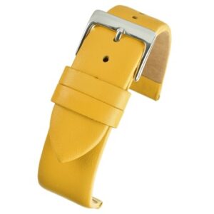A YELLOW CALF WATCH STRAP (S) - W110/12 with a silver buckle.
