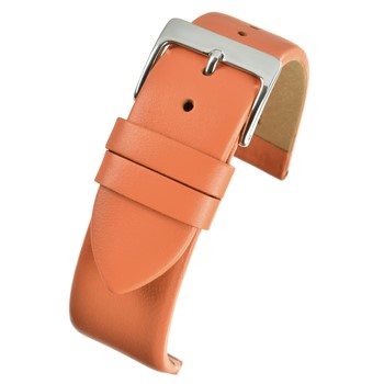 An ORANGE CALF WATCH STRAP (S) with a silver buckle.