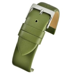 A LIME GRAIN CALF watch strap with a silver buckle.