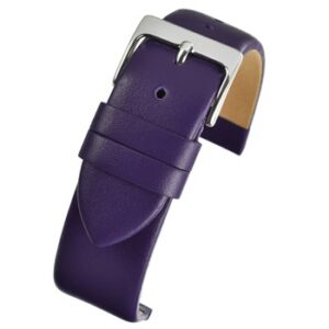 A Vibrant Purple Calf Watch Strap (S) - W115/12 with a silver buckle.