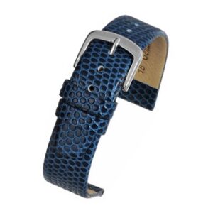 A BLUE LIZARD GRAIN STRAP (G) - W403/12 watch strap with a buckle.