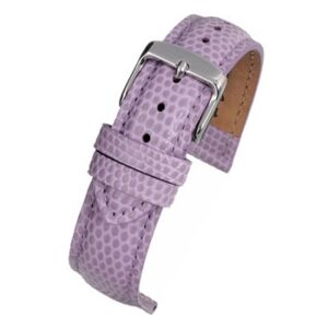 A PURPLE LIZARD GRAIN STRAP (S) - W412/12 with a silver buckle.