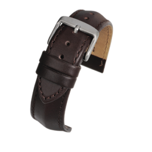 A BROWN PADDED CALF (S) - W585S/16 leather watch strap with a silver buckle.