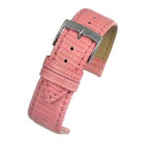 A LIGHT PINK ITALIAN GENUINE LIZARD (S) - W689/14 watch strap with a silver buckle.