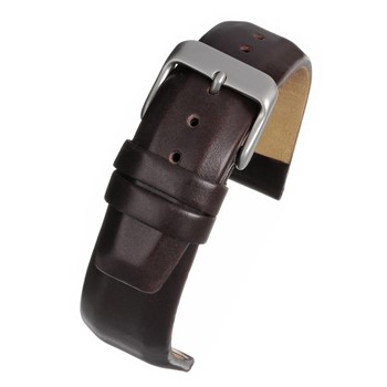 A BROWN SQUARE PADDED (S) - W761/16 leather watch strap with a silver buckle.