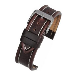 A BROWN - WHITE STITCH (S) - W937/12 leather watch strap.