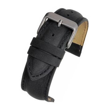 A BLACK SUEDE PADDED (S) - W971/16 watch strap with a buckle.