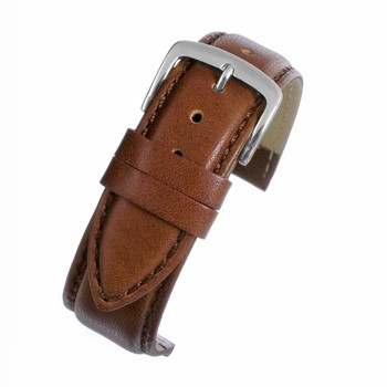 A LIGHT BROWN ANTI ALLERGY (G) - WA105/8 leather watch strap with a buckle.