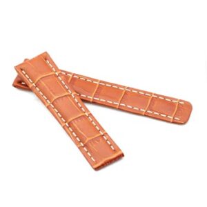 A pair of TAN ALLIGATOR STYLE DEPLOYMENT STRAP FOR BREITLING® WB3-20/18 watch straps.
