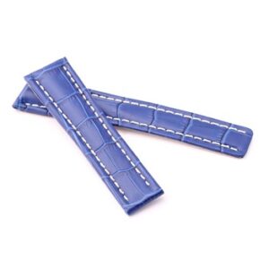 A pair of light blue alligator style deployment straps for Breitling WB5-22/20.