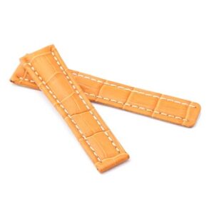 A pair of ORANGE ALLIGATOR STYLE DEPLOYMENT STRAPS FOR BREITLING® WB8-20/18.