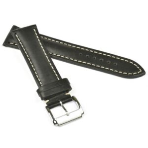 A BLACK PREMIUM PADDED TO FIT BRTLING WB9-20/18 leather watch strap with white stitching.